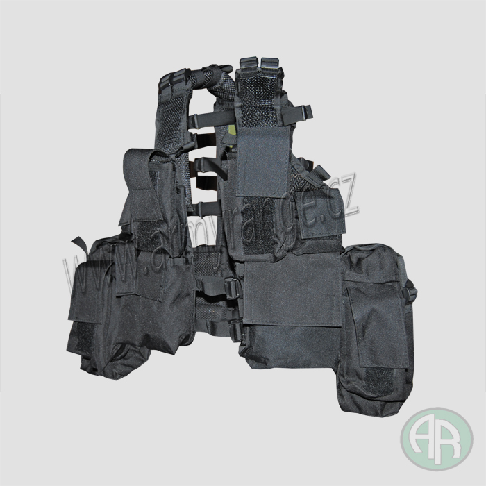 Taktická vesta , 12 kapes,  černá  - UNI, MFH